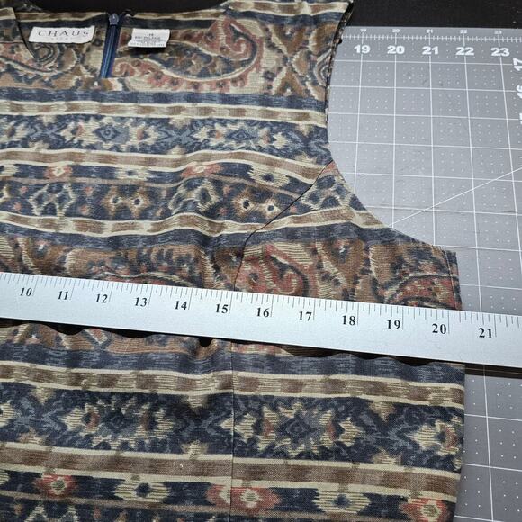 Chaus Y2K Sheath Dress Womens Size 14 Brown Abstract Paisley 90s Neutral Friends - Picture 7 of 9